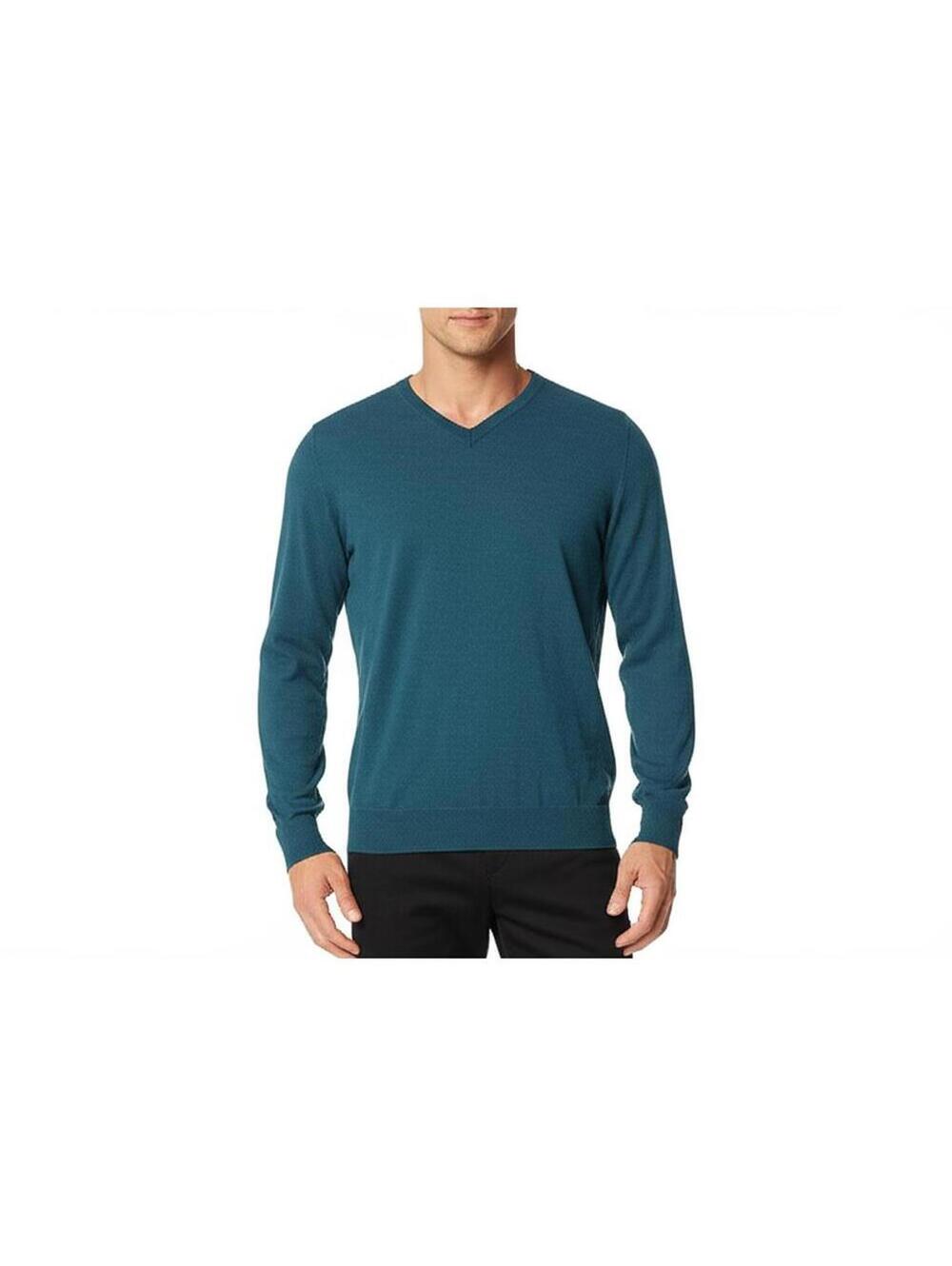 Jos. A. Bank M Teal V-Neck Merino Wool Sweater Washable